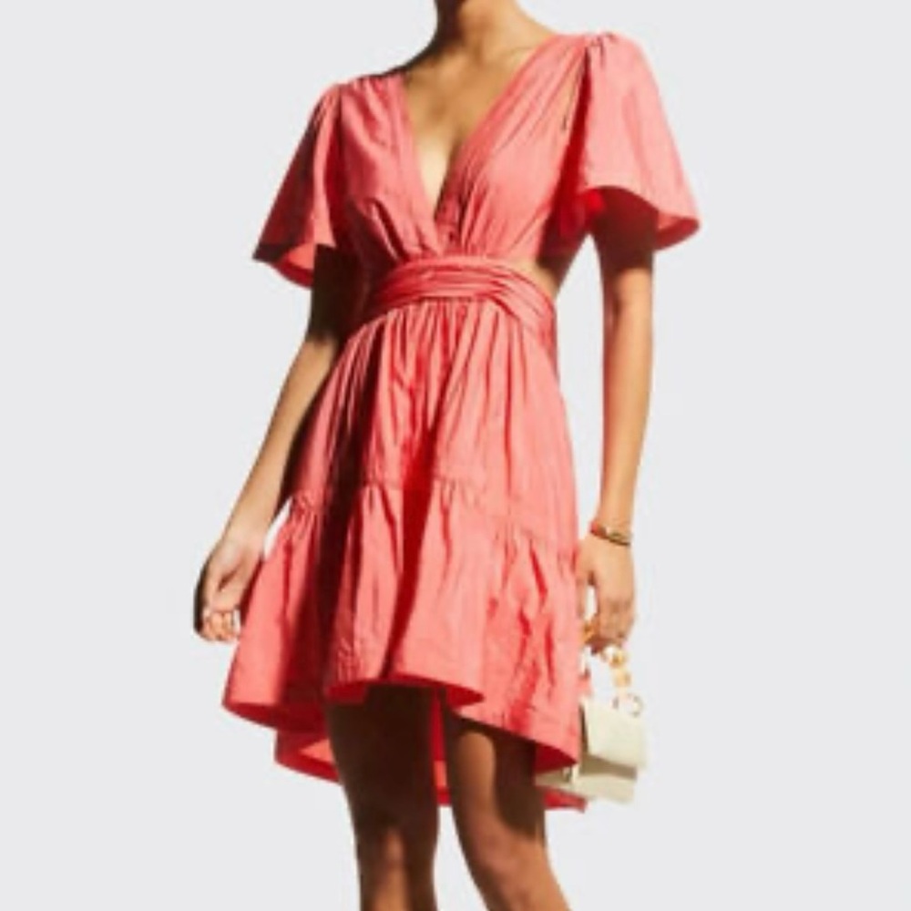 Cinq A Sept Pink Judith Tiered Mini dress Women's 6 coastal cowgirl Coquette